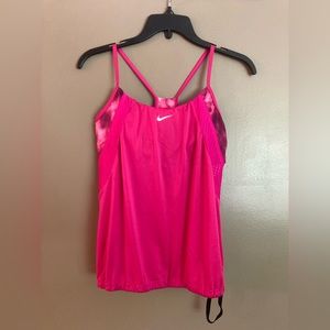 NWT Nike Women’s Pink Tie Dye Layered Tankini Swim Top Medium w/Removable Pads